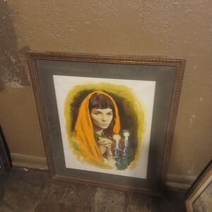 Framed Art Print with Orange and Gray Accents